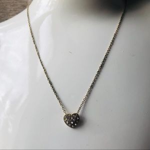 Gold heart with little glass diamonds